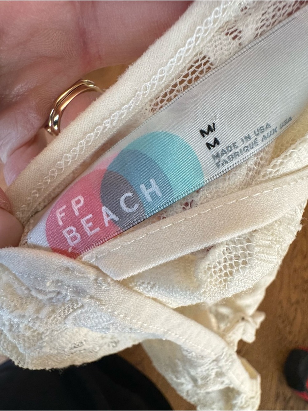 Free People FP Beach Women's Lace Bodysuit Floral Cream White Size M - Picture 6 of 11